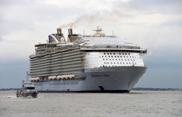 Harmony of the Seas, shown here on her sea trials off the coast of France