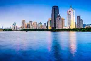 The city of Xiamen reflecting off Yundang Lake