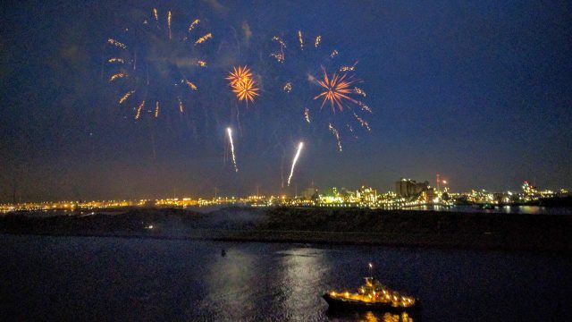 Fireworks commemorating the christening of Koningsdam.