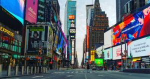 empty Times Square amid Coronavirus(Covid-19) Pandemic.