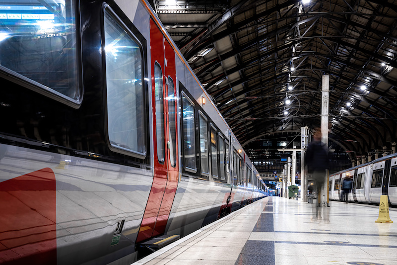 Train at Liverpool Street station, a central London railway terminus in the north-eastern corner of the City of London