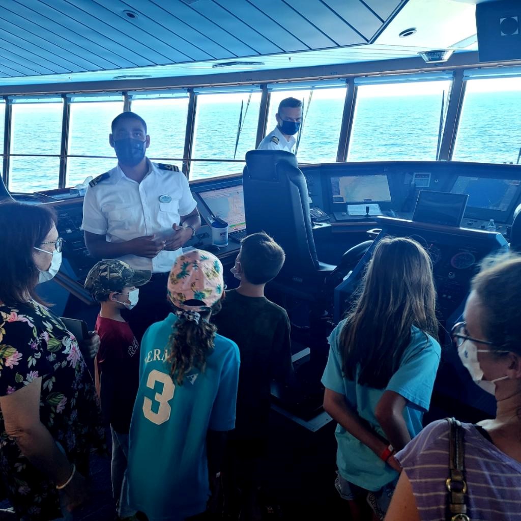 family being shown crew deck