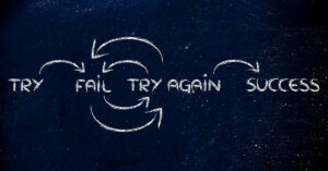 motivational set of steps to success: try, fail, try again, success