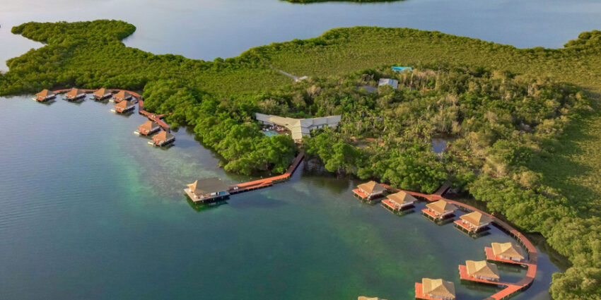 Modern hut accommodations over the water, in Bocas del Toro. Photo courtesy of Avanti Destinations.