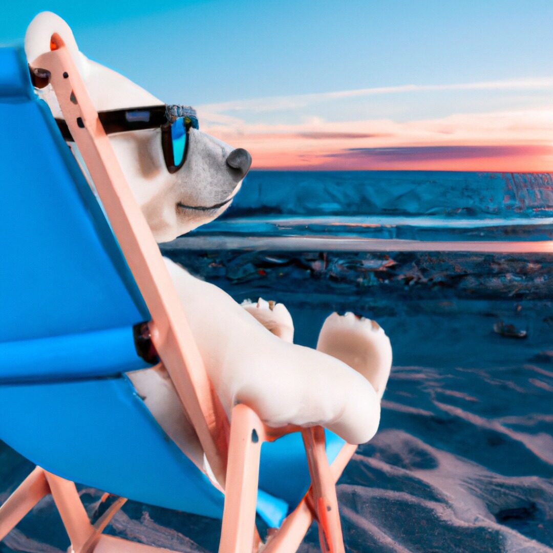 Polar bear on the beach