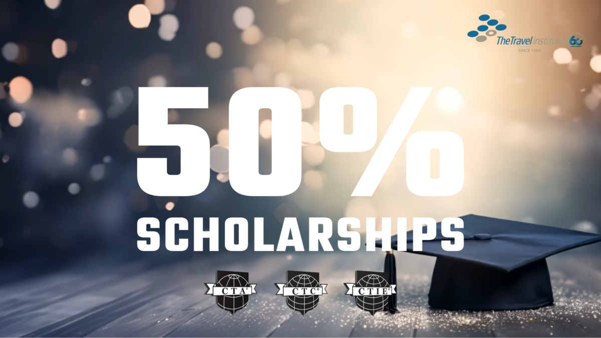 Text on stock image that says "50% scholarships"