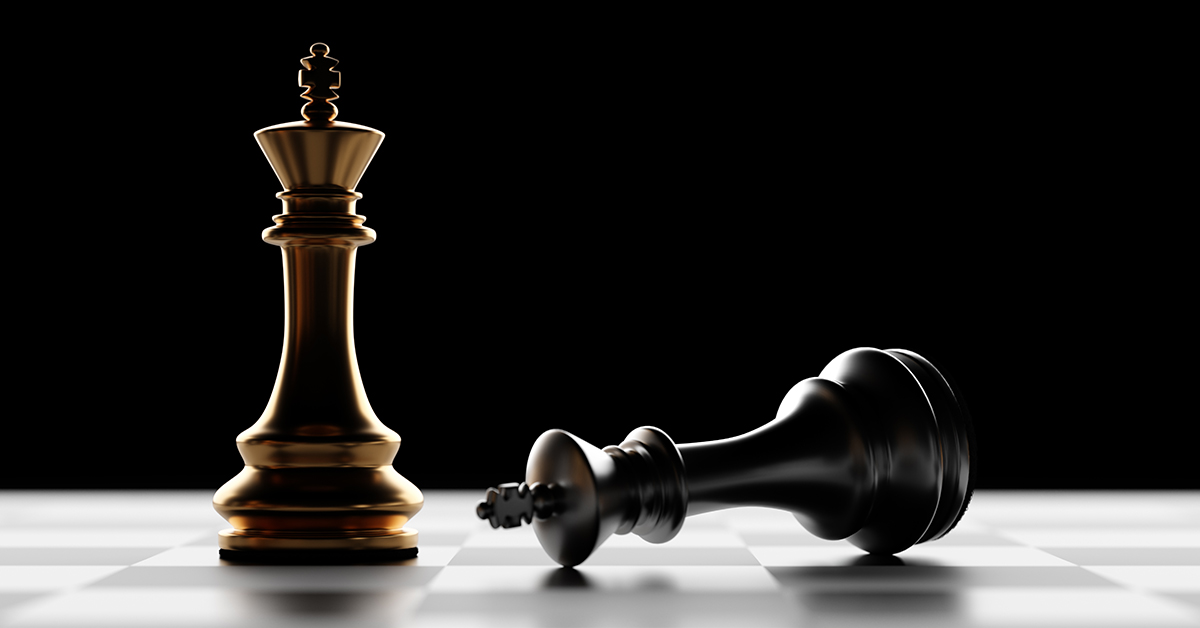 Chess game win and lose. Checkmate, strategic desicion and competition concept.