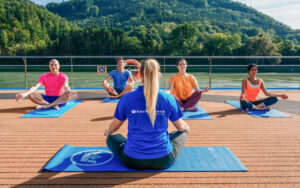 Yoga call on river ship